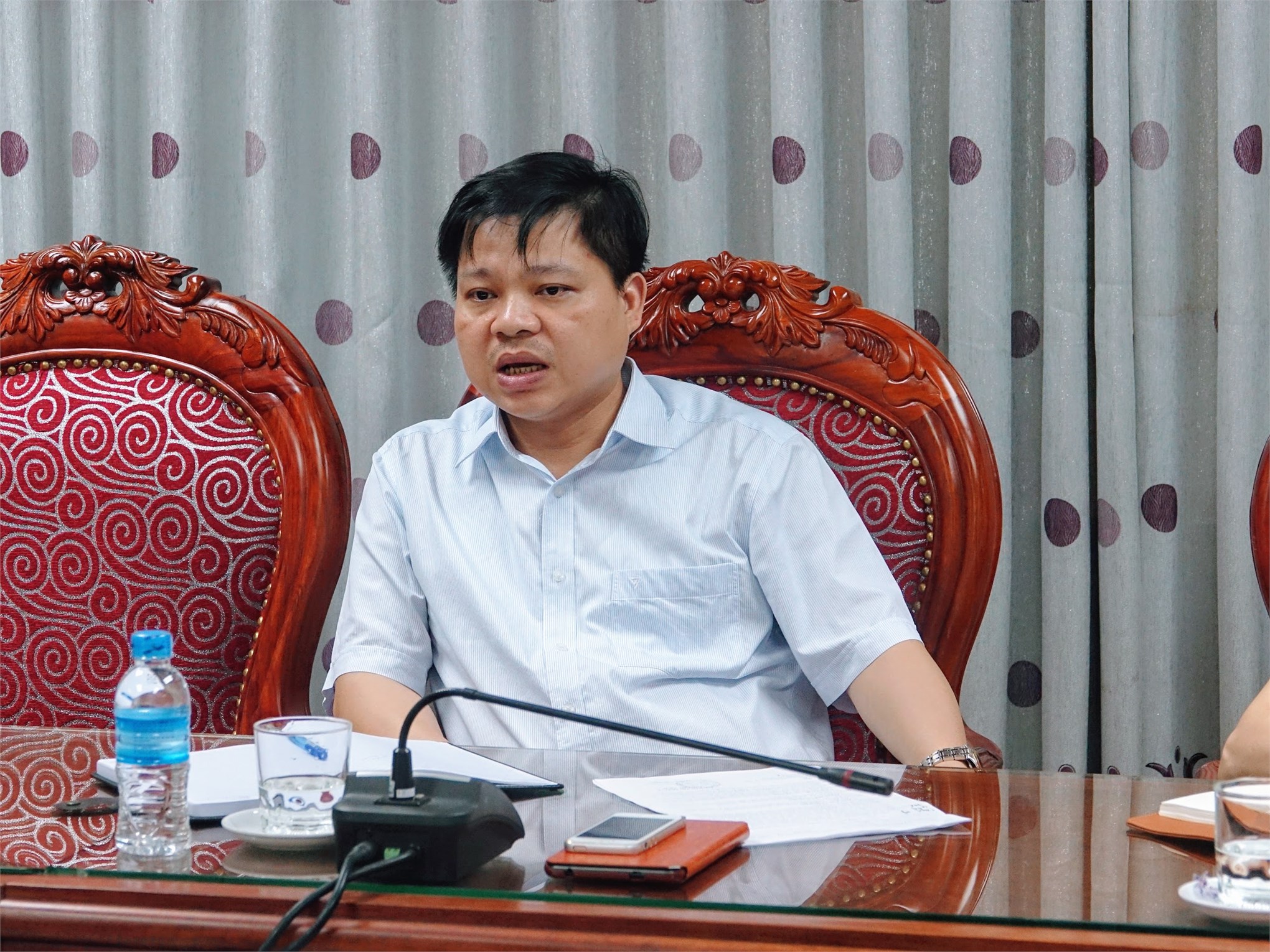 PGS. TS.Phạm Văn Đông - Chủ tịch Công đoàn trường phát biểu tại buổi làm việc