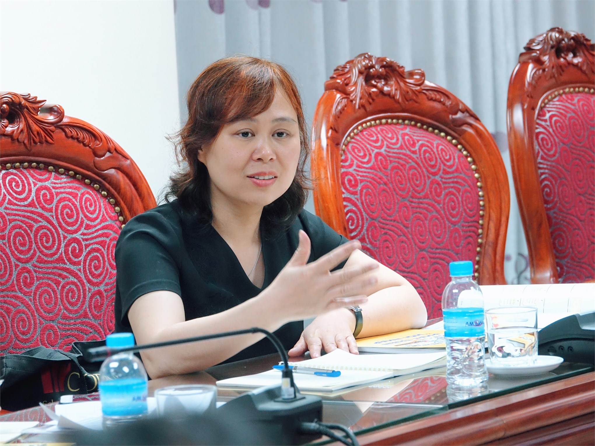 Bà Phạm Thị Thu Lan - Phó Viện trưởng Viện Công nhân Công đoàn phát biểu tại buổi làm việc