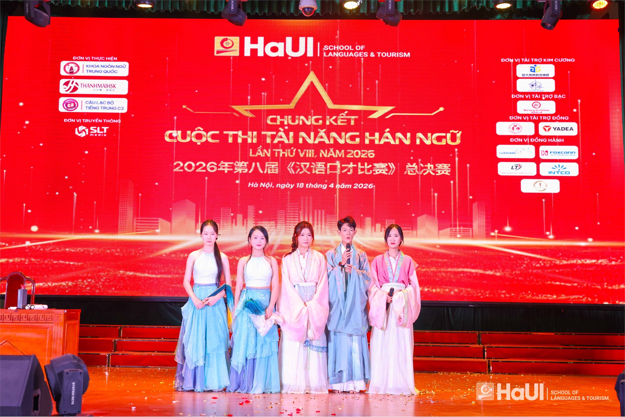 Sinh viên Trường Ngoại ngữ - Du lịch, HaUI tỏa sáng với Giải Nhất tại “Tài năng Hán ngữ” 2026