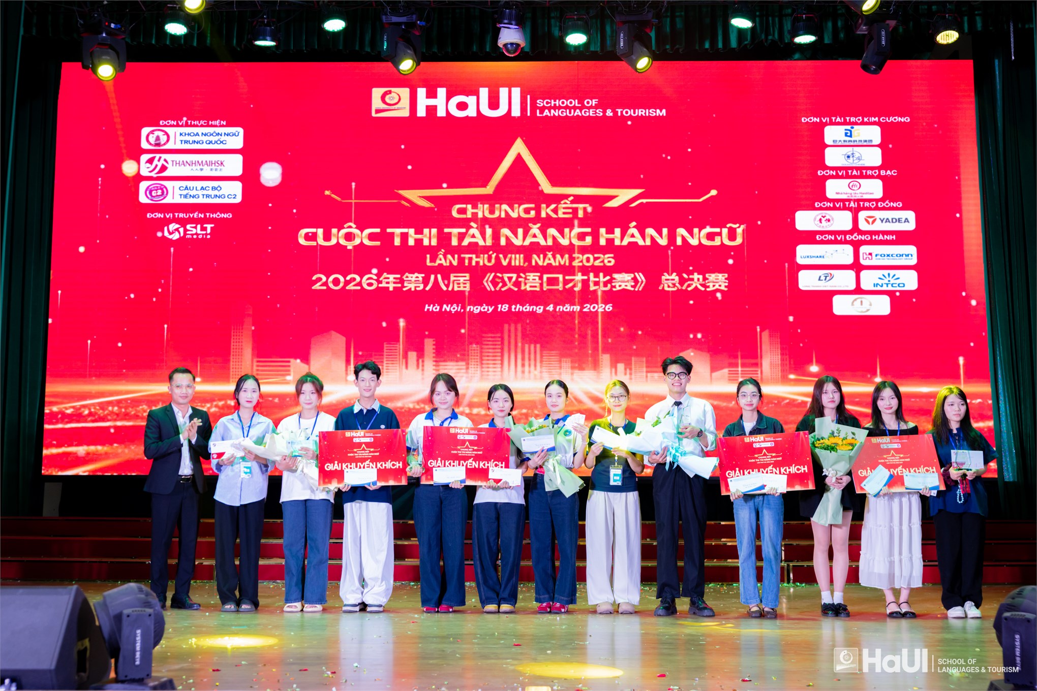 Sinh viên Trường Ngoại ngữ - Du lịch, HaUI tỏa sáng với Giải Nhất tại “Tài năng Hán ngữ” 2026