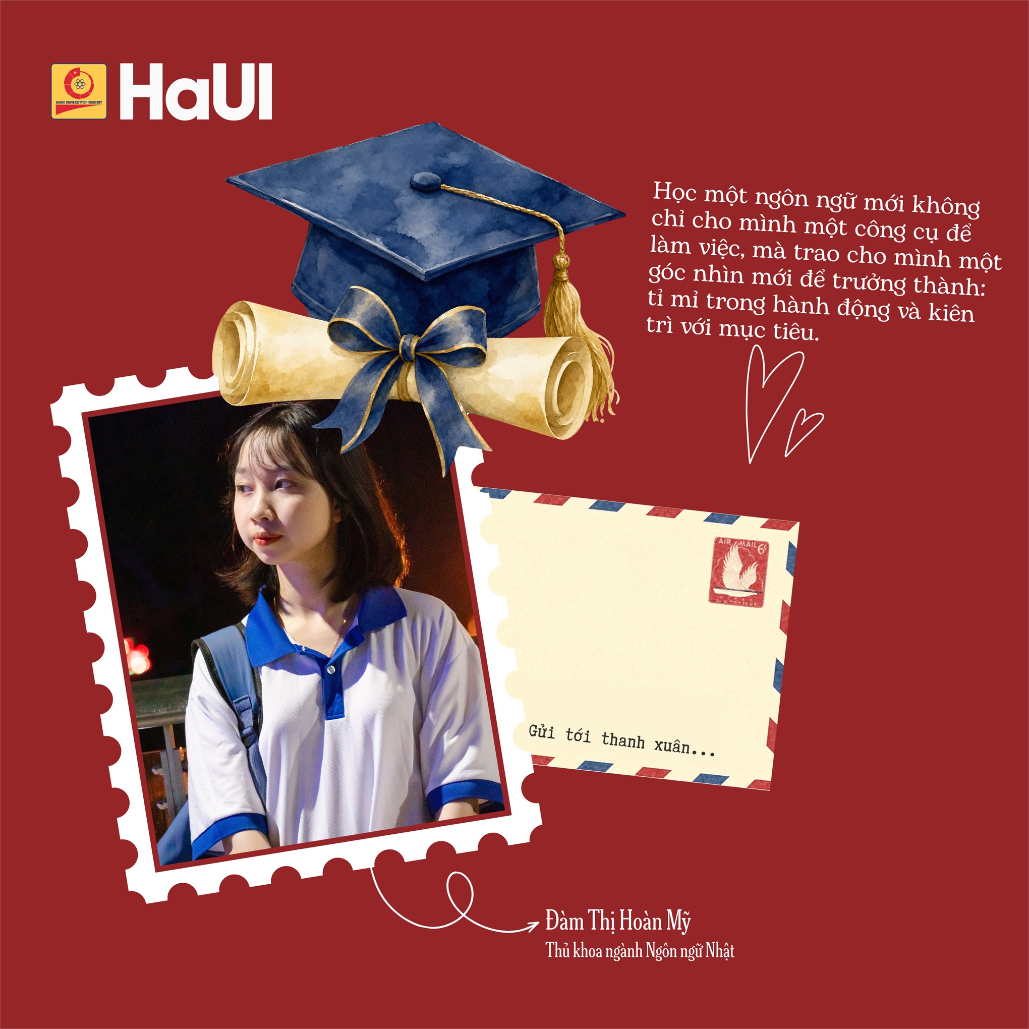 Lời nhắn gửi thanh xuân của thủ khoa tốt nghiệp năm 2026 các ngành đào tạo tại HaUI