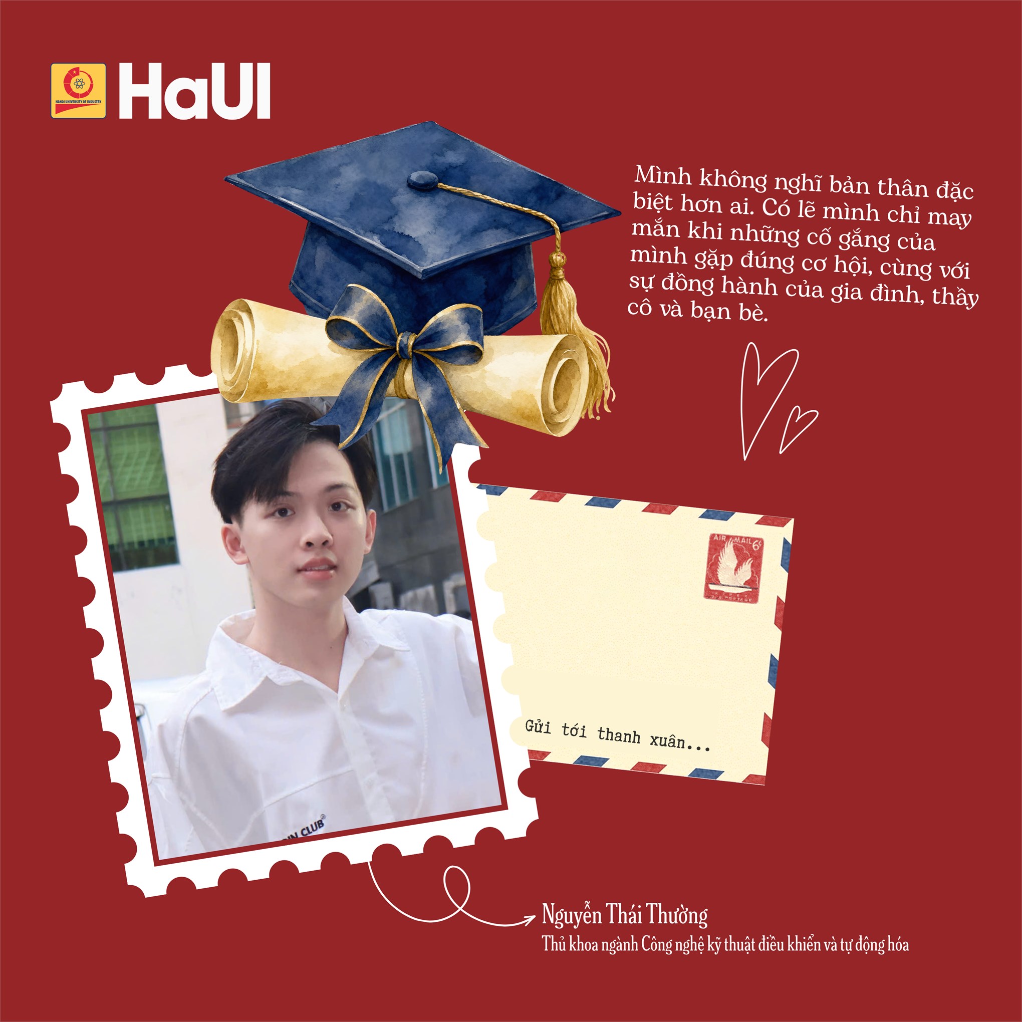 Lời nhắn gửi thanh xuân của thủ khoa tốt nghiệp năm 2026 các ngành đào tạo tại HaUI