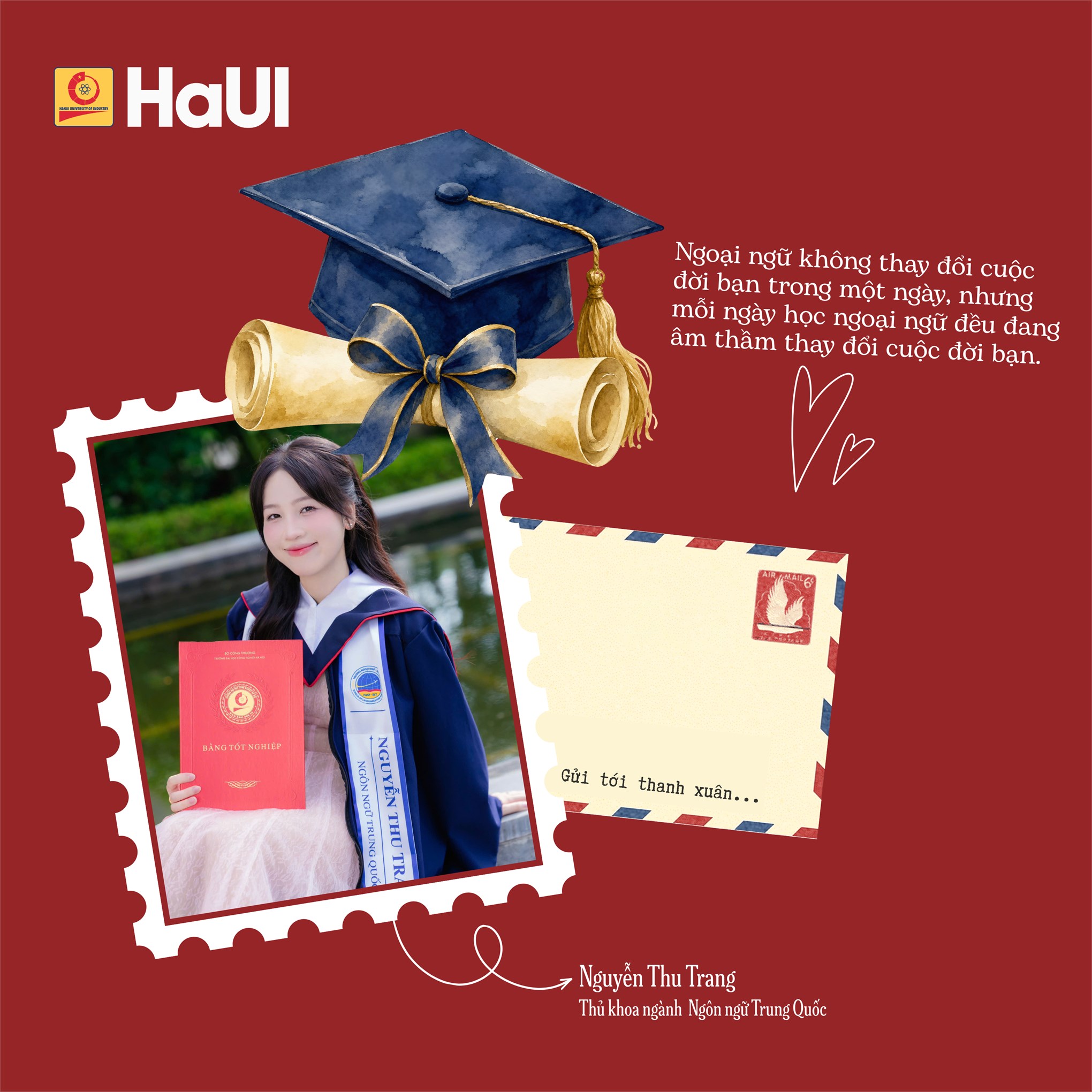 Lời nhắn gửi thanh xuân của thủ khoa tốt nghiệp năm 2026 các ngành đào tạo tại HaUI