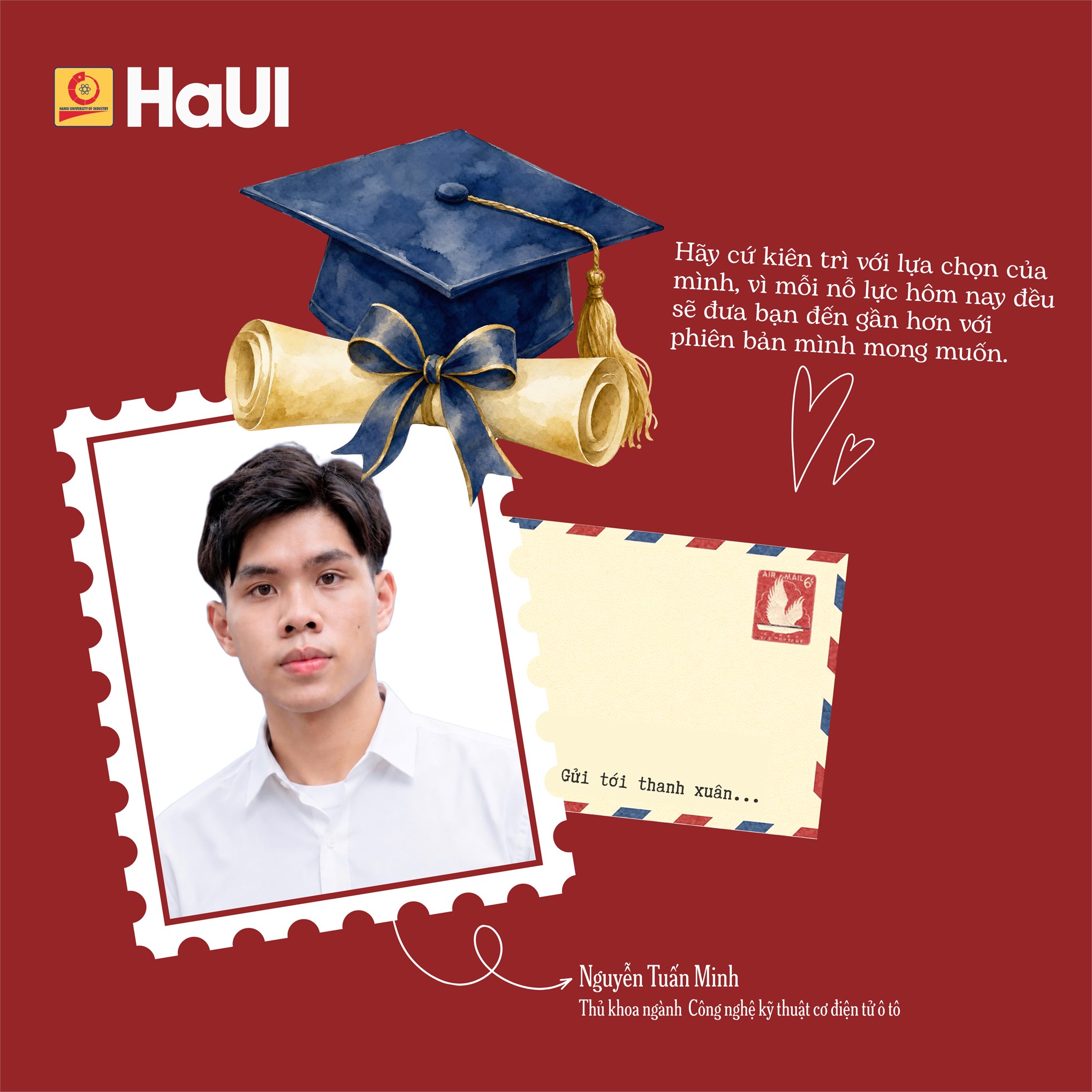 Lời nhắn gửi thanh xuân của thủ khoa tốt nghiệp năm 2026 các ngành đào tạo tại HaUI