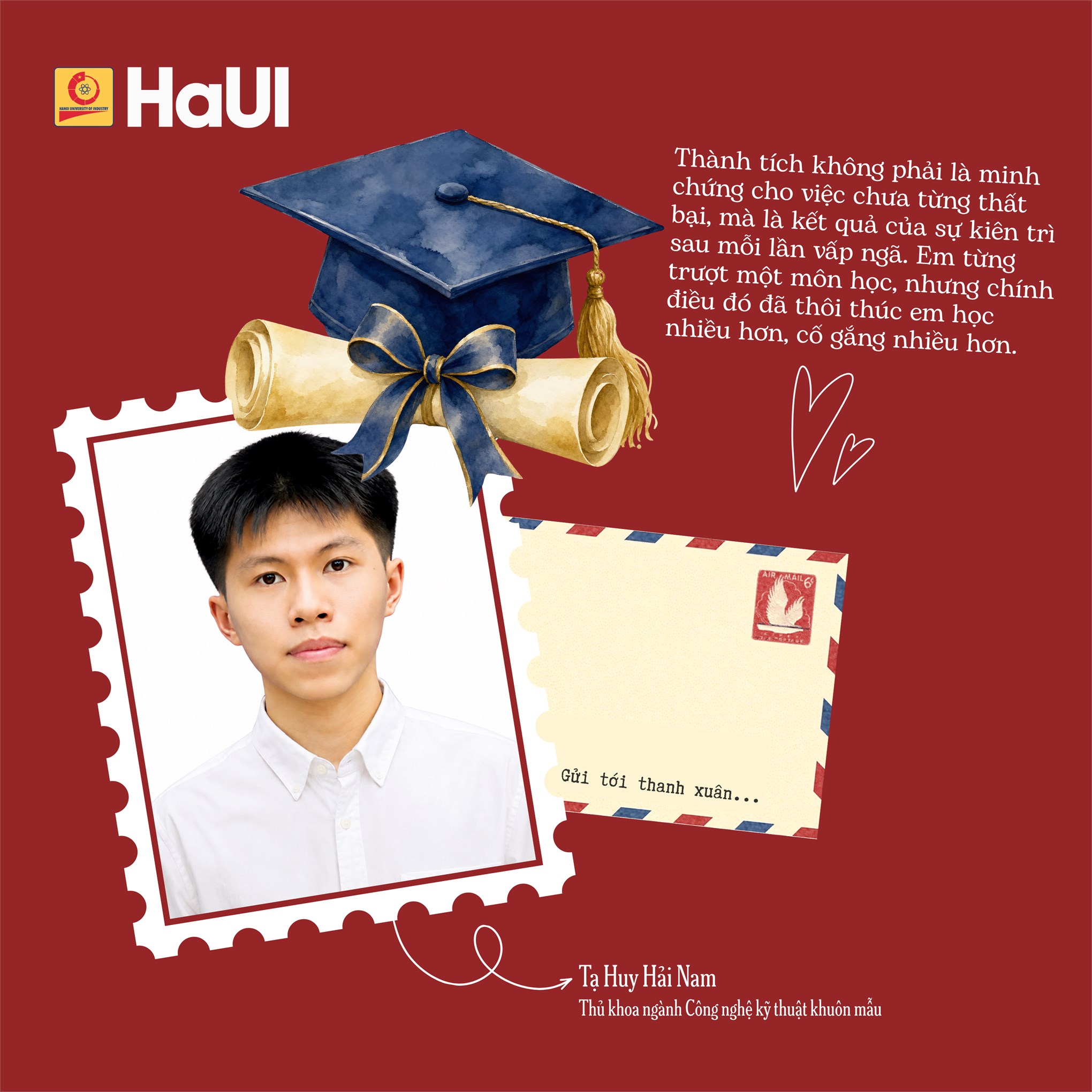 Lời nhắn gửi thanh xuân của thủ khoa tốt nghiệp năm 2026 các ngành đào tạo tại HaUI