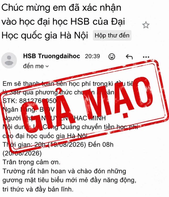 [tuoitre] Nhiều trường đại học cảnh báo tân sinh viên: Coi chừng 'thông báo khẩn' lừa đóng học phí