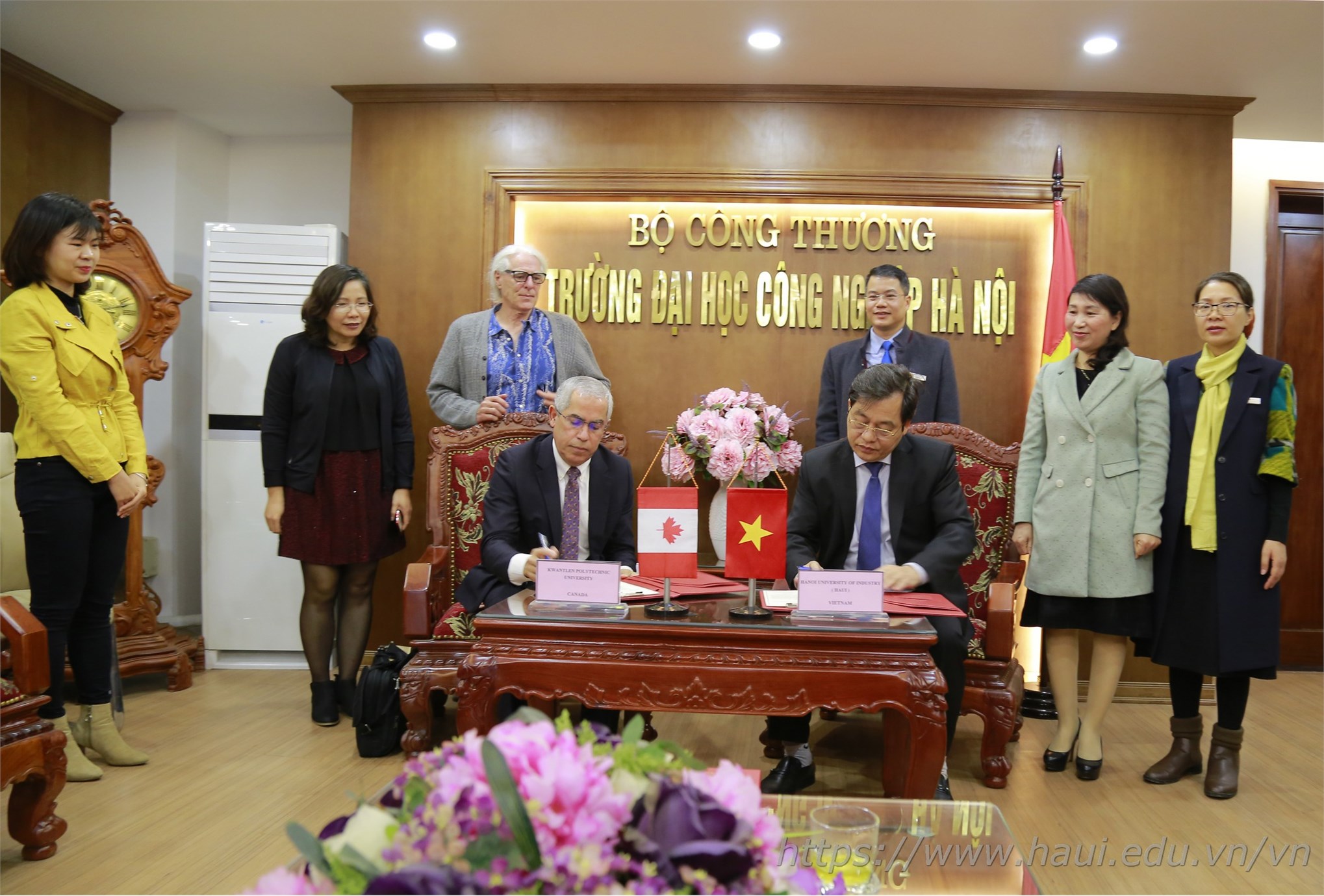 MOU signing ceremony between Hanoi University of Industry and Kwantlen University of Science and Technology, Canada
