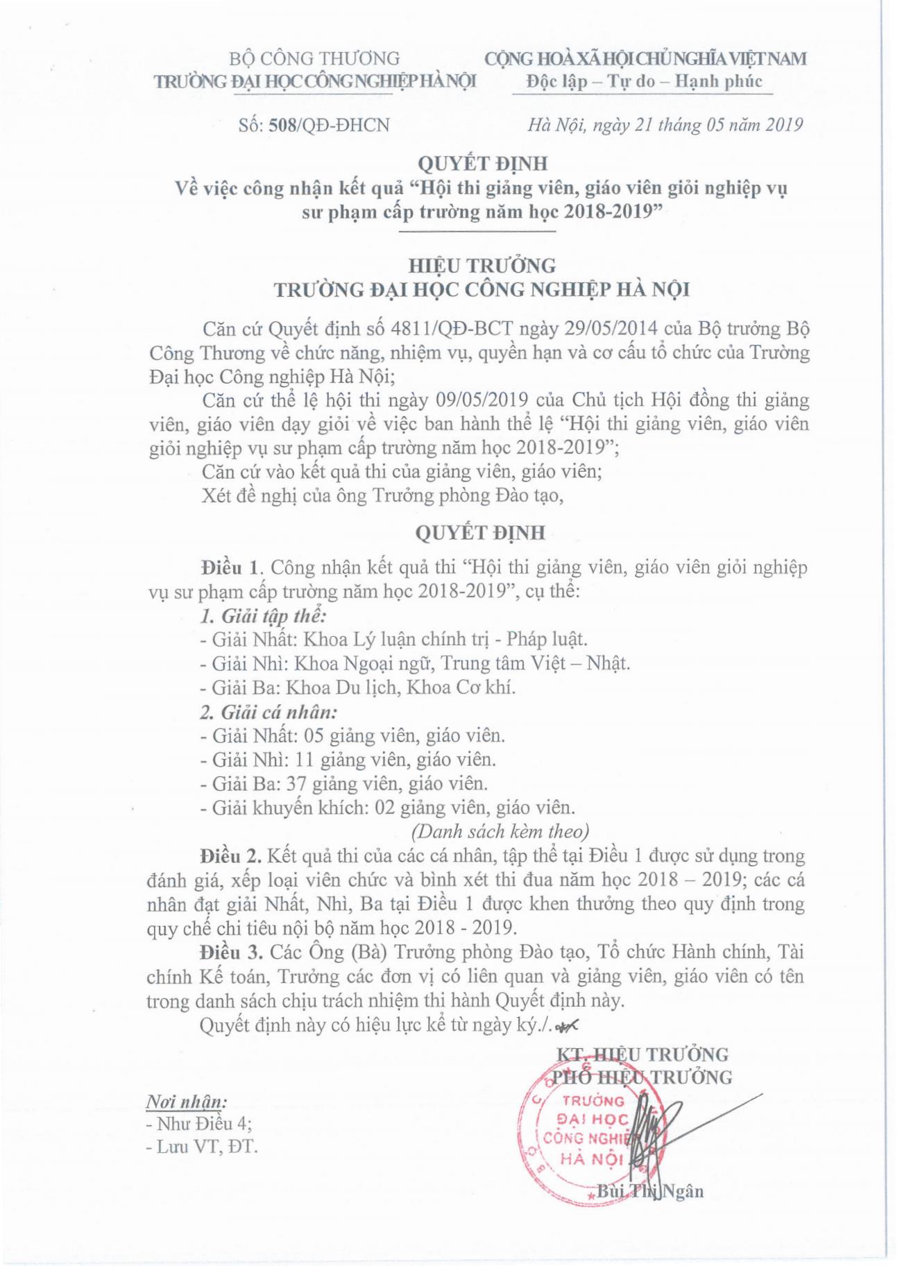 Trung tâm Việt Nhật đạt giải Nhì tập thể tại Hội thi giáo viên dạy giỏi năm học 2018 – 2019