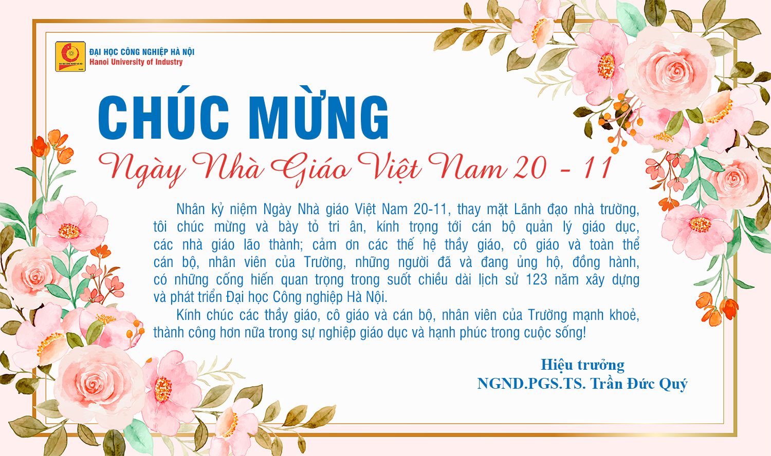 Hiệu trưởng chúc mừng nhân ngày Nhà giáo Việt Nam 20/11