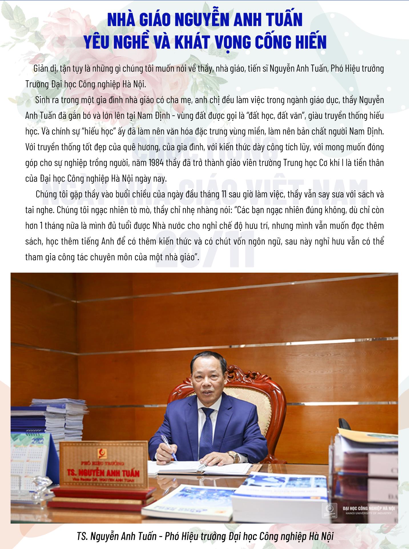 Nhà giáo Nguyễn Anh Tuấn, yêu nghề và khát vọng cống hiến