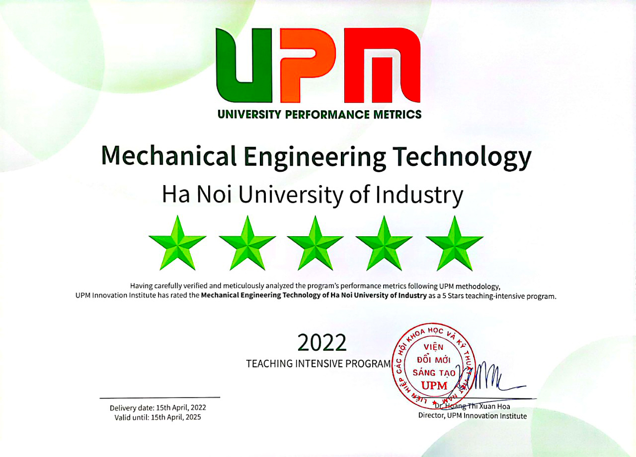 Chương trình đào tạo ngành Cơ khí và Cơ điện tử xuất sắc đạt tiêu chuẩn 5 sao của tổ chức UPM