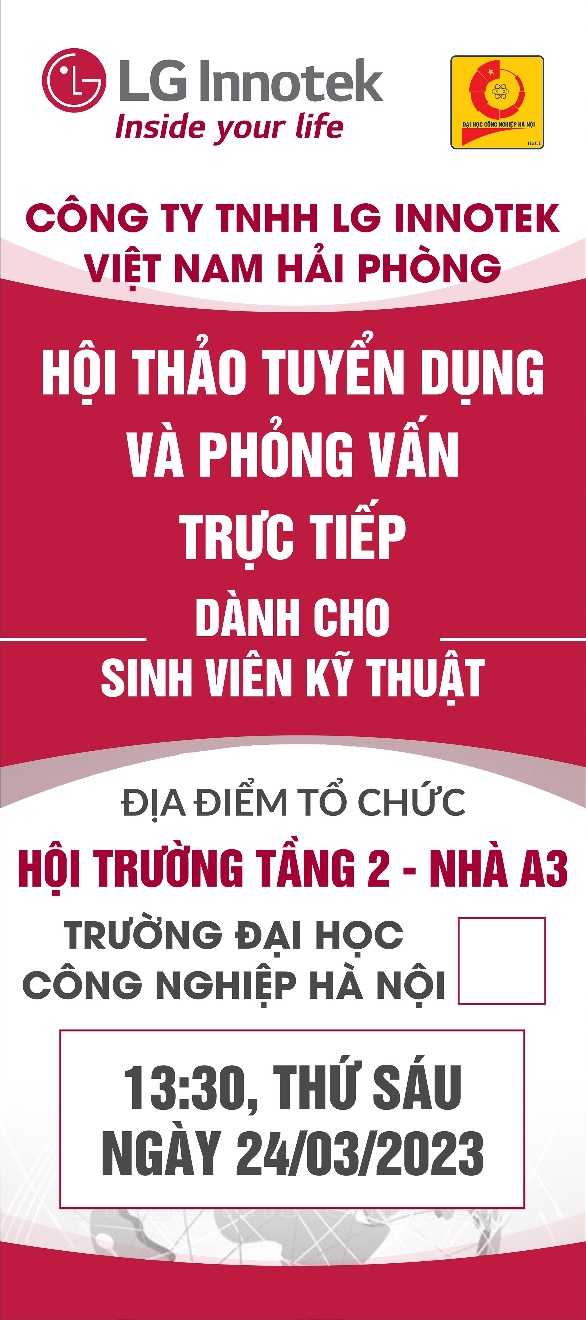 Hội thảo việc làm và thi tuyển trực tiếp của Công ty TNHH LG Innotek Việt Nam