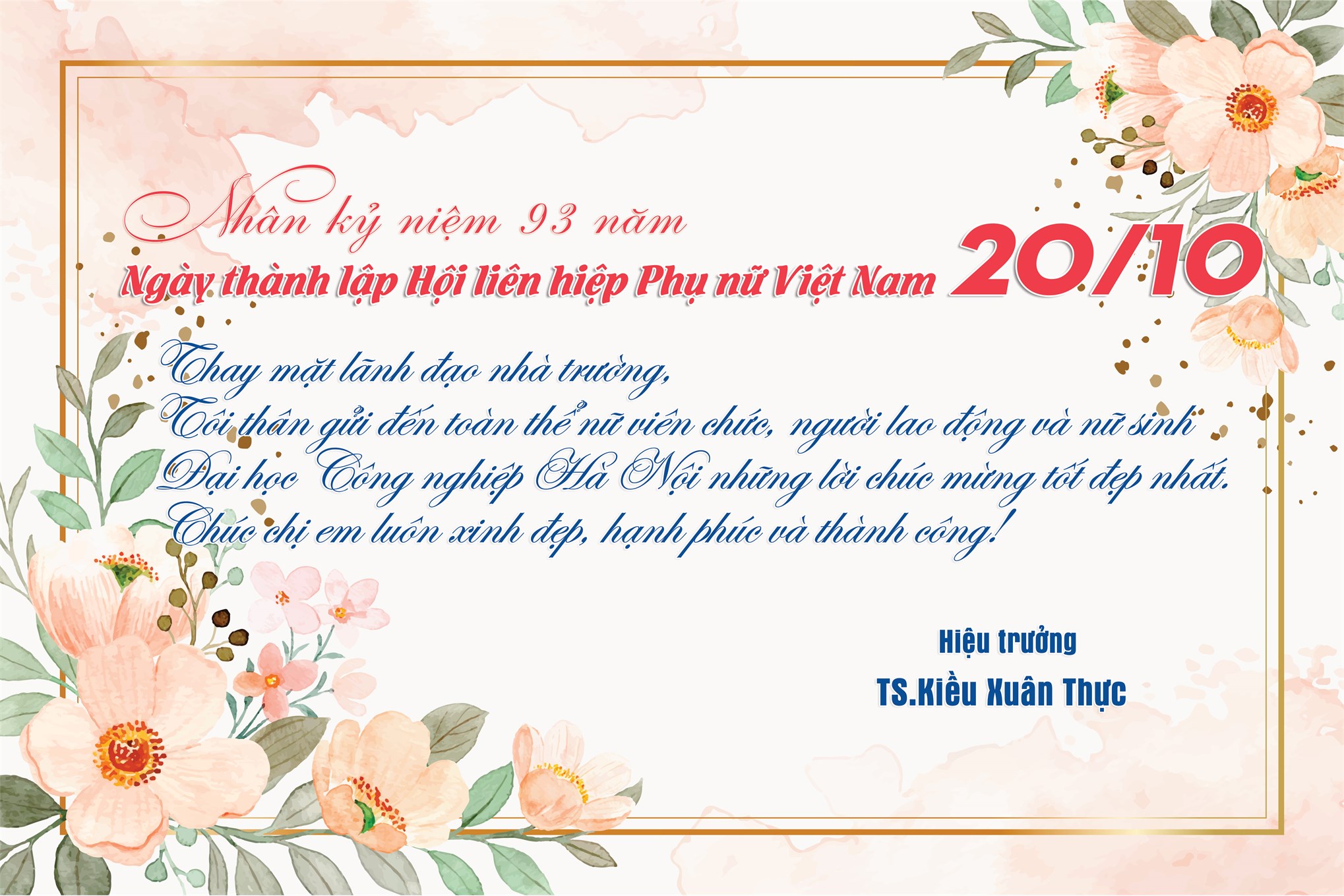 Chúc mừng 93 năm ngày thành lập Hội Liên hiệp Phụ nữ Việt Nam 20/10