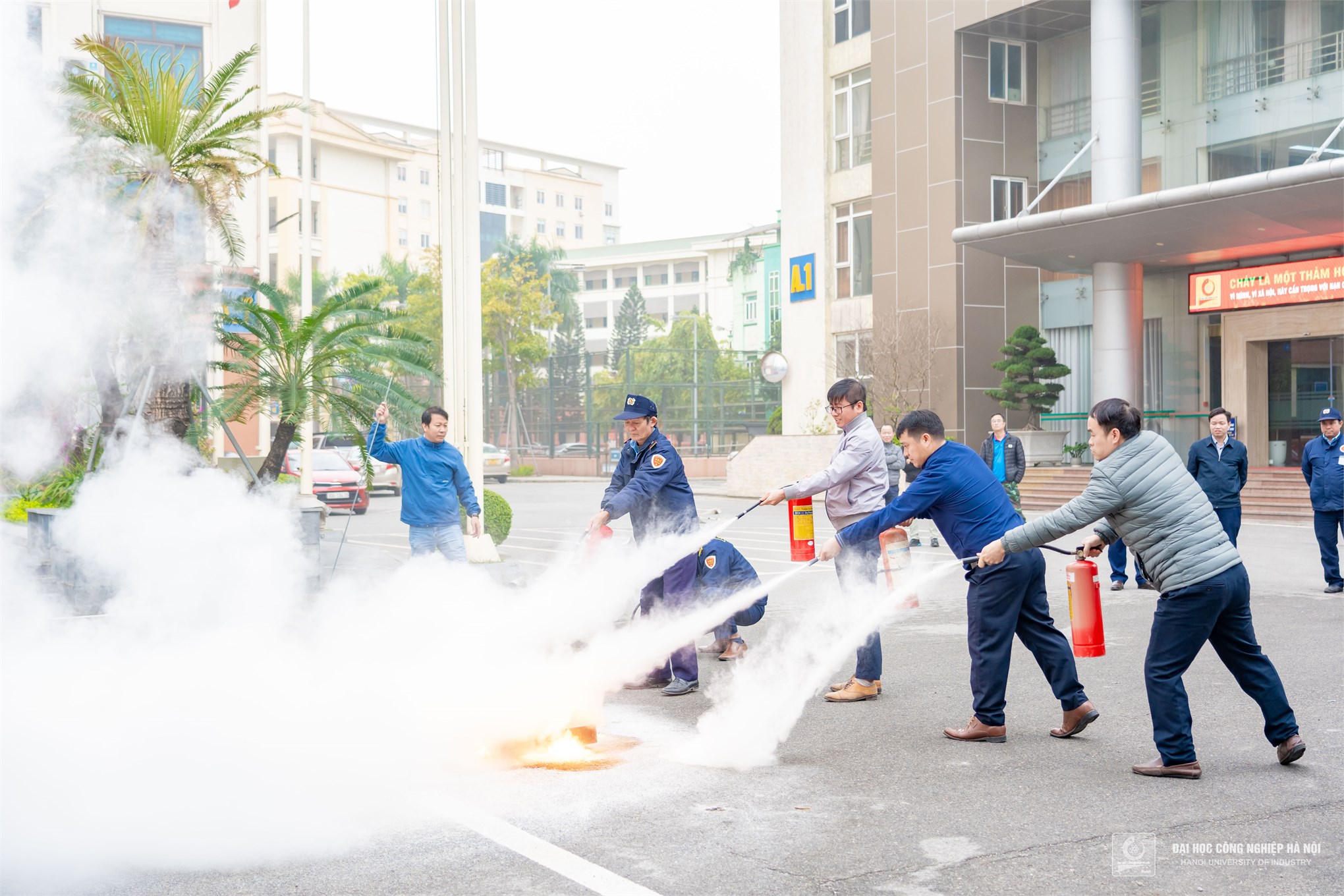 Enhancing Safety Measures: Fire Prevention and Rescue Drill at HaUI's Main Campus
