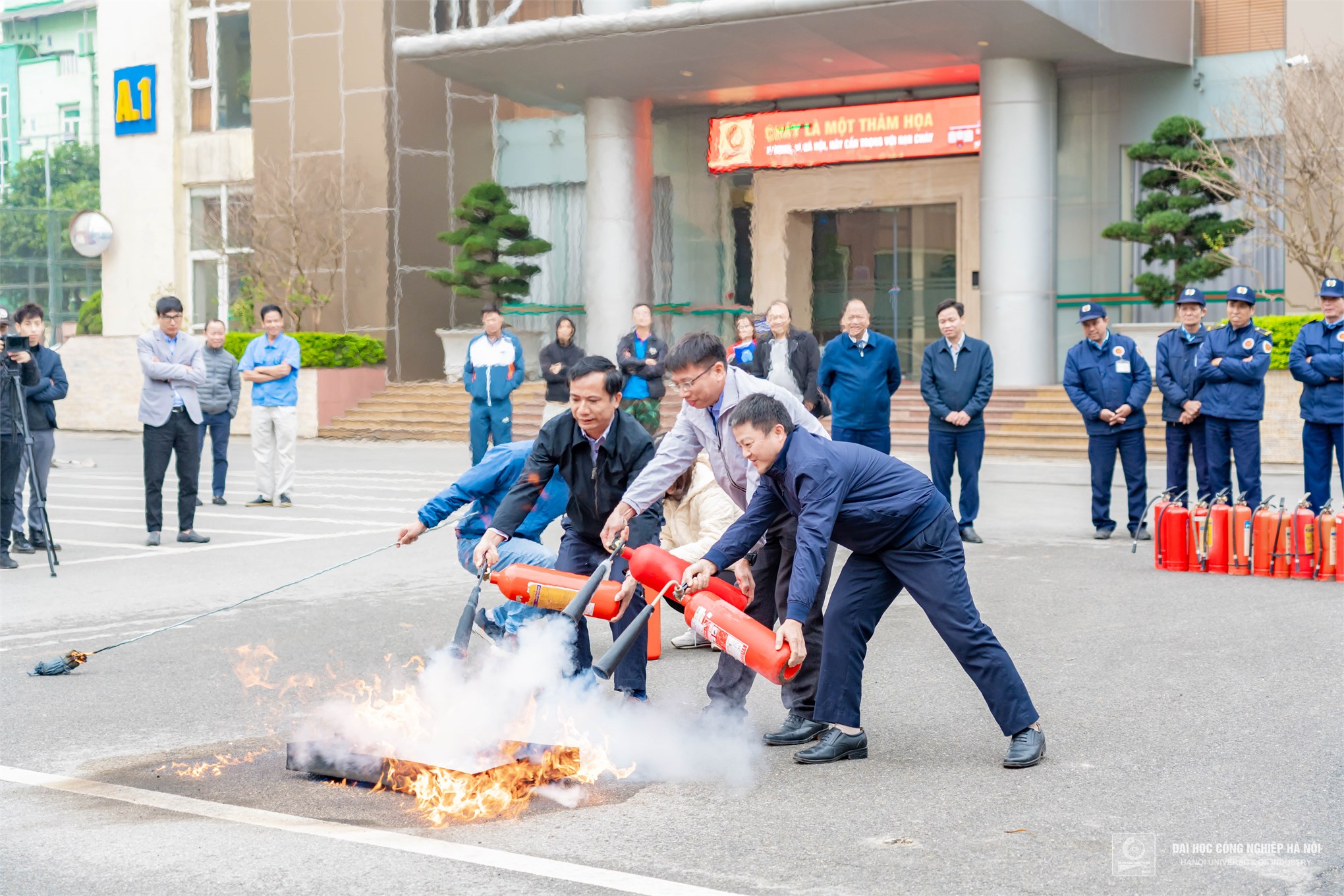 Enhancing Safety Measures: Fire Prevention and Rescue Drill at HaUI's Main Campus
