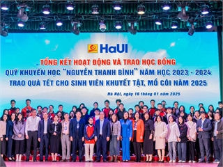 Tổ chức Hội nghị tổng kết công tác sinh viên năm 2025, triển khai nhiệm vụ năm 2026 và tổng kết, trao học bổng Quỹ khuyến học “Nguyễn Thanh Bình” năm học 2024–2025, trao quà Tết cho sinh viên khuyết tật, mồ côi năm 2026