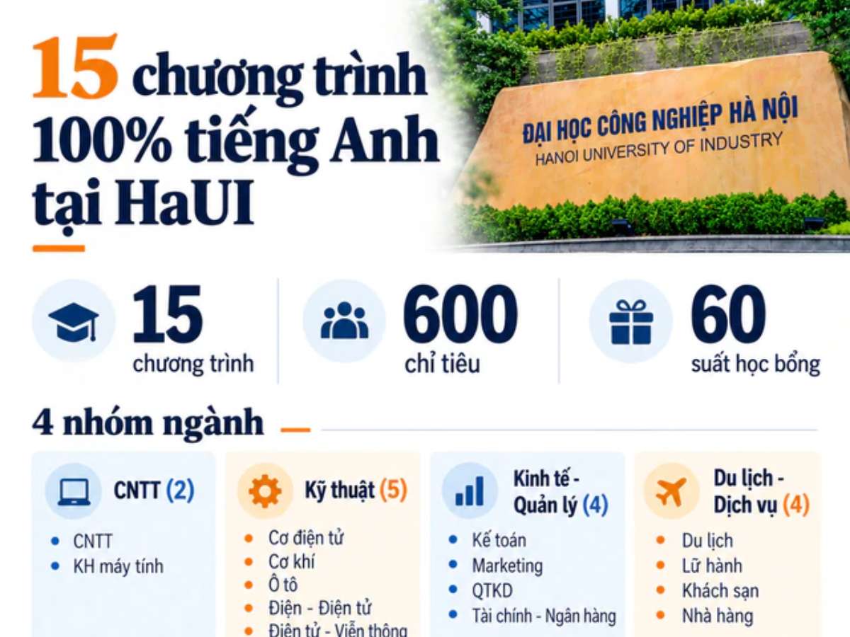 [vietnamdaily] Đúng năm nay, 1 trường ĐH công lập mở hàng loạt ngành học 100% bằng tiếng Anh: Nhiều "ngành hot" như Ô tô, Khoa học máy tính, số suất có hạn