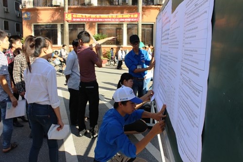 Màu áo xanh tình nguyện tại Cụm thi số 5 - trường ĐHCN Hà Nội