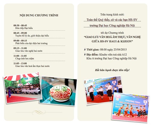 Kế hoạch giao lưu HS-SV HaUI và KIJEON