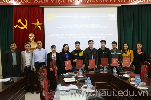 Closing ceremony of two short-term training classes, under HaUI-JICA Project