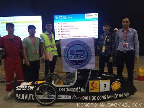 Đội tuyển SuperCup 50 Khoa Công nghệ ô tô trường Đại Học Công nghiệp Hà Nội giành giải 5 trong cuộc thi xe tiết kiệm nhiên liệu Shell Eco marathong được tổ chức tại Singapor năm 2017