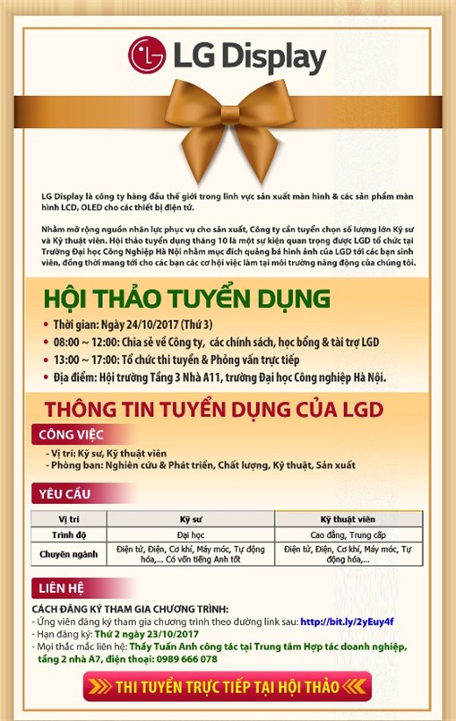 Chương trình Hội thảo cơ hội việc làm của Công ty LG Display Việt Nam Hải Phòng