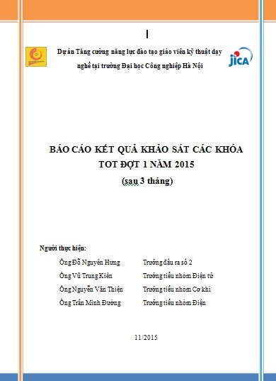 Báo cáo đầu ra 1 trong cuộc họp Ủy ban điều phối hỗn hợp lần thứ 4 (từ 6/2015 đến 11/2016)