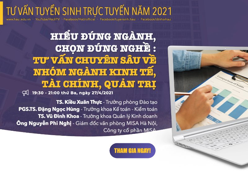 [Livestream] Hiểu đúng ngành, chọn đúng nghề - Tư vấn chuyên sâu về nhóm ngành Kinh tế, Tài chính, Quản trị