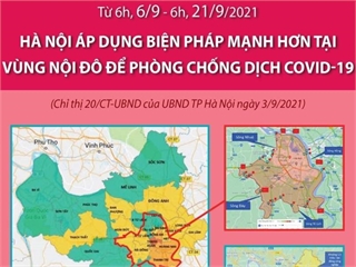 Từ ngày 6-21/9/2021: Hà Nội áp dụng biện pháp mạnh hơn tại vùng nội đô để phòng chống dịch COVID-19