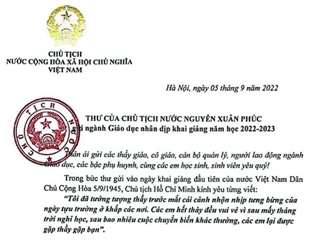 Chủ tịch nước Nguyễn Xuân Phúc gửi thư nhân dịp khai giảng năm học 2022-2023