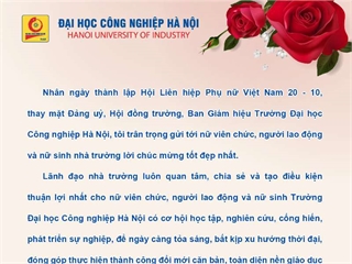 Hiệu trưởng chúc mừng nhân ngày thành lập Hội liên hiệp Phụ nữ Việt Nam 20/10