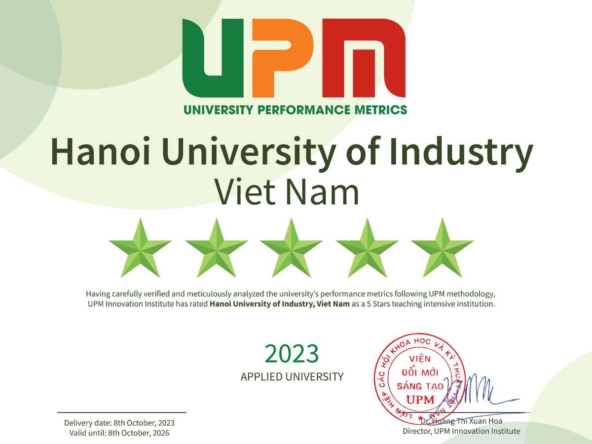 Hanoi University of Industry excellently achieved 5-star rating by UPM